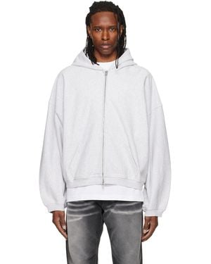 Alexander Wang Crystal Embellished Oversized Zip-Up Hoodie - White