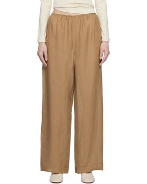 Baserange Tan Fine Linen Stoa Lounge Trousers - Multicolour