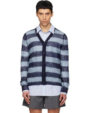 we11done Striped Cardigan - Blue