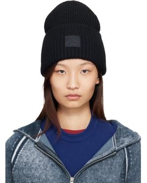 Acne Studios Large Face Logo Beanie - Blue
