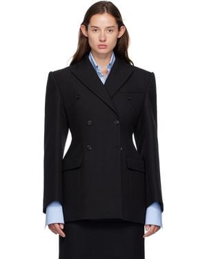 Wardrobe NYC Double Breasted Contour Blazer - Black