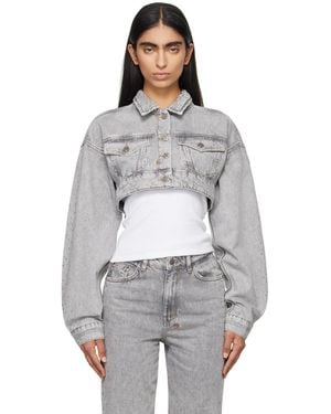 Ksubi Supercrop Trucker Dime Krystal Denim Jacket - Grey