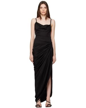 Jacquemus Elegant Asymmetrical Long Dress - Black