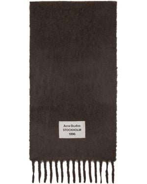 Acne Studios グレー フリンジ アルパカ マフラー - ブラック