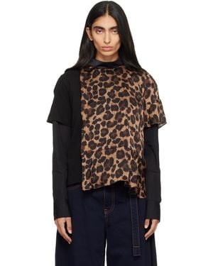 Sacai Leopard Jersey T-Shirt - Black