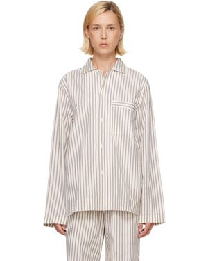 Tekla Off- & Poplin Long-Sleeved Pajama Shirt - White