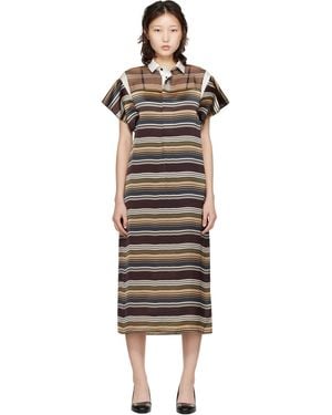 Sacai Horizontal Stripe Midi Dress - Black