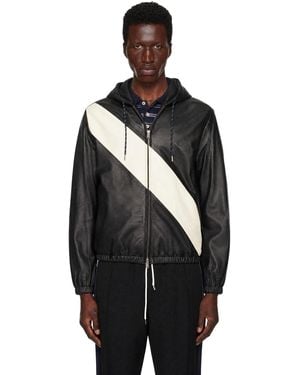 Wales Bonner Off- Vista Leather Anorak - Black