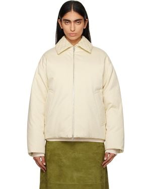 Bottega Veneta Off- Cotton Twill Down Puffer Jacket - Natural