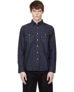 RRL Slim Fit Denim Western Shirt - Blue