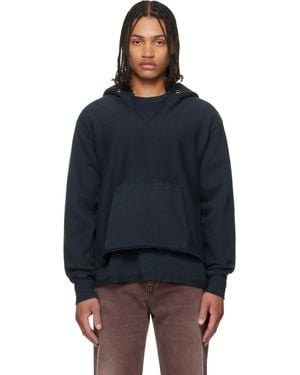 Les Tien Heavyweight Raw Cropped Hoodie - Blue