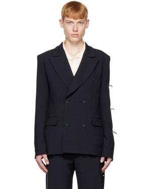 Carlota Barrera Drawstring Blazer - Blue