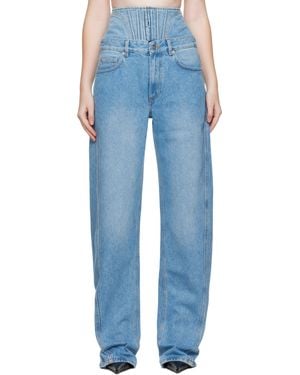 Mugler High-Waisted Corset Jeans - Blue