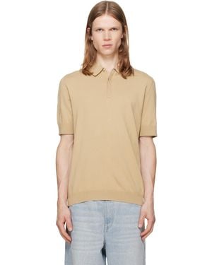 HUGO Knit Covered-Placket Polo - Natural