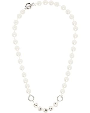 Marni Faux-Pearls & Metal Necklace - White