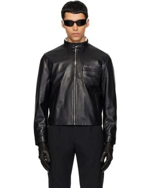Ernest W. Baker Snake Trim Leather Jacket - Black