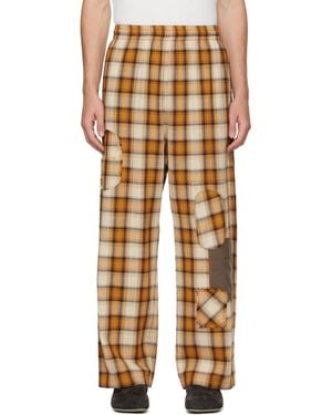 we11done Repaired Check Pants - Natural