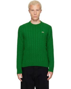 Lacoste Cable Knit Cotton Jumper - Green