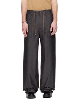 Lanvin Wide-Leg Chambray Cargo Trousers - Black