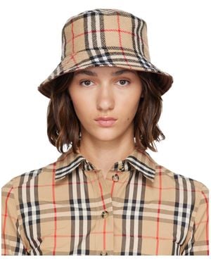 Burberry Wool Check Reversible Bucket Hat - Brown
