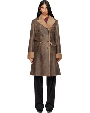 Vivienne Westwood Manteau Brun À Double Boutonnage Et À Doublure En Peau Retournée - Noir