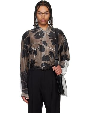 Dries Van Noten ブラウン＆ホワイト プリントシャツ - ブラック
