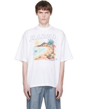 Marni Cotton Beach Postcard Print' T-Shirt - White
