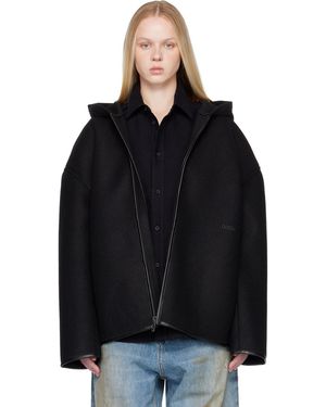 032c Blouson Noir En Néoprène À Glissière Et À Capuche