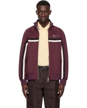 Ferragamo Burgundy Sporty Zip Up Track Jacket - Multicolor