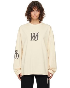 we11done Letter Logo Print Long-Sleeved T-Shirt - Natural