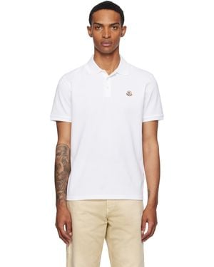 Moncler Logo Patch Cotton Piquet Polo - White