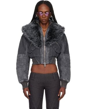 Miss Sixty Knwls Edition Padded Denim Bomber Jacket - Black