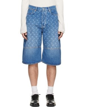 Marine Serre Denim Bermuda Shorts - Blue