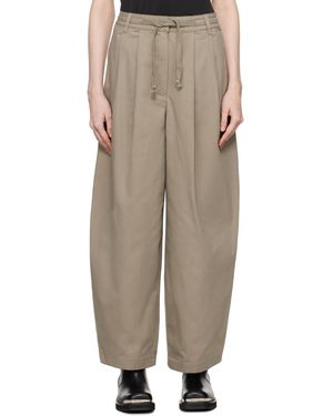 OPEN YY Taupe Wide Leg Pleated Trousers - Natural