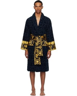 Versace ネイビー 'I Heart Baroque' バスローブ - ブラック