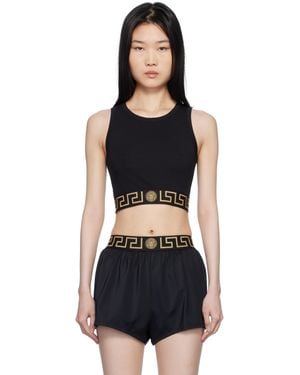 Versace Greca Border Crop Tank Top - Black