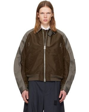 Sacai Cotton Chino & Nylon Twill Bomber Jacket - Brown