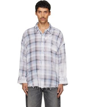 R13 Shredded Seam Drop Neck Shirt - Blue