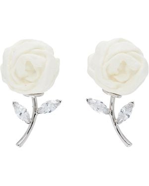 ShuShu/Tong Yvmin Edition Paper Ball Rose Gemstone Leaf Stud Earrings - Black
