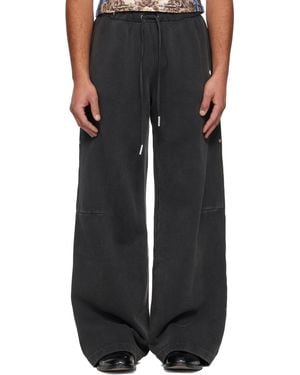 Jean Paul Gaultier Pantalon De Survêtement Gris Lavé À Logo À Feuilles De Laurier - Noir