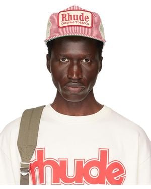 Rhude レッド＆オフホワイト ストライプ Tobacco トラッカーキャップ - マルチカラー
