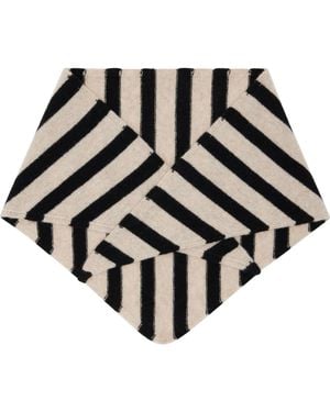 Paul Smith Off- & Lambswool Stripe Neckerchief Scarf - Black