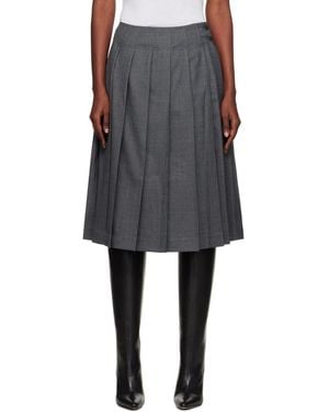 NOTHING WRITTEN Wool Pleated Midi Skirt - Black