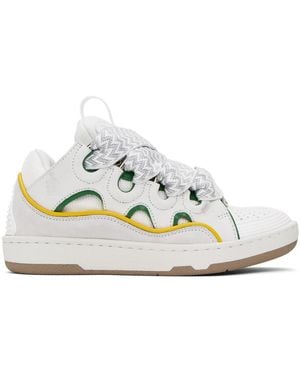 Lanvin Ssense Exclusive White & Green Curb Trainers - Black