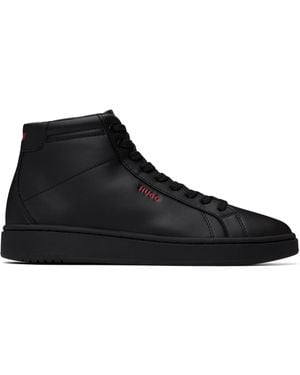 HUGO Faux-Leather High-Top Trainers - Black