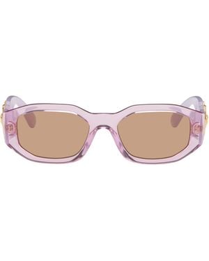 Versace Lunettes De Soleil Mauves À Ferrures À Logo Medusa Biggie - Rose