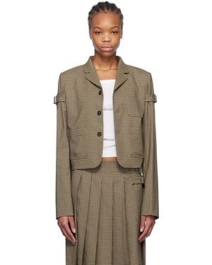 we11done Chequered Belted Blazer - Black