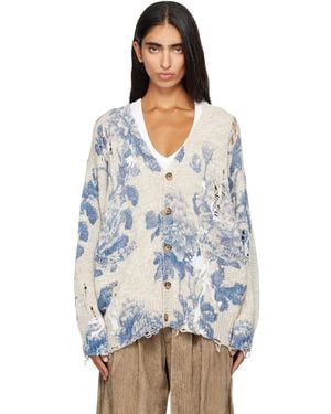 R13 Off- & Printed Oversized Cardigan - Blue