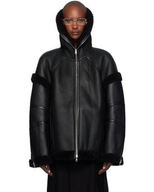 Helmut Lang Apex Teddy Reversible Leather Jacket - Black