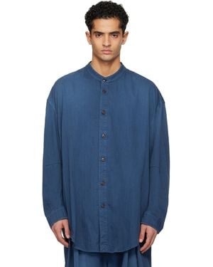 Hed Mayner Herringbone Denim Shirt - Blue
